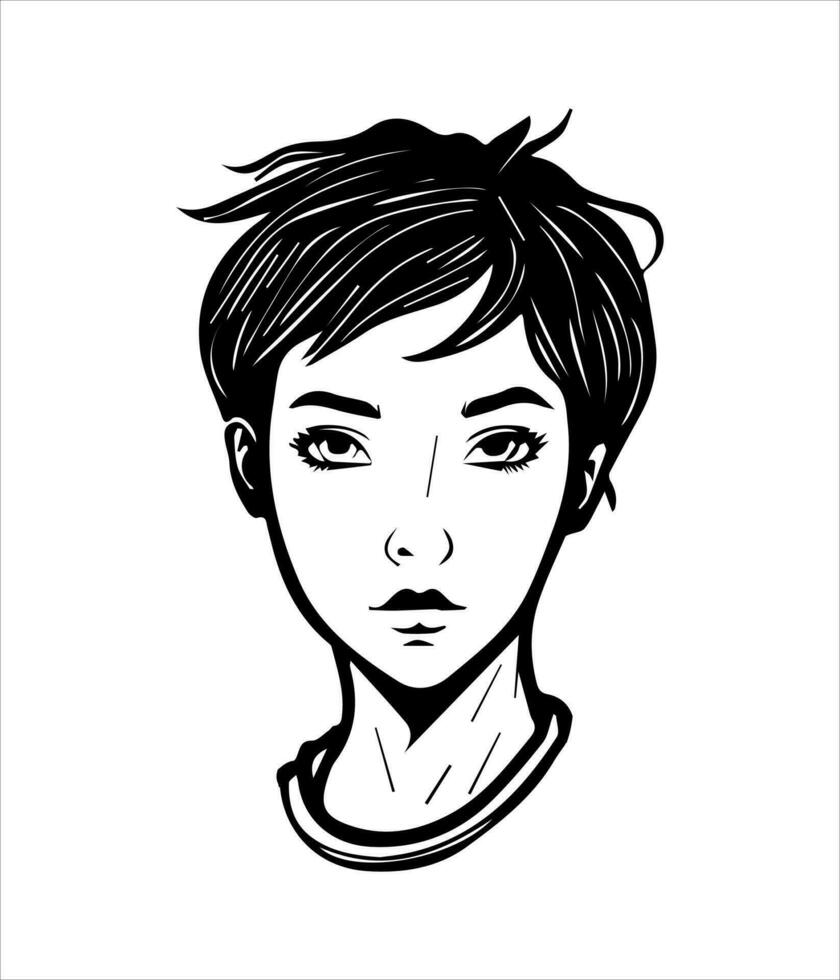 simple, minimaliste vecteur illustration ensemble de magnifique femme affronter. ligne dessin. un ligne art.