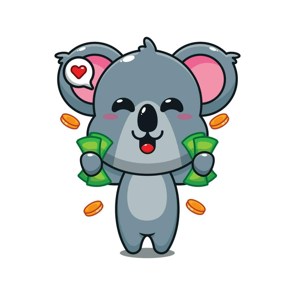 mignonne koala en portant argent dessin animé vecteur illustration.