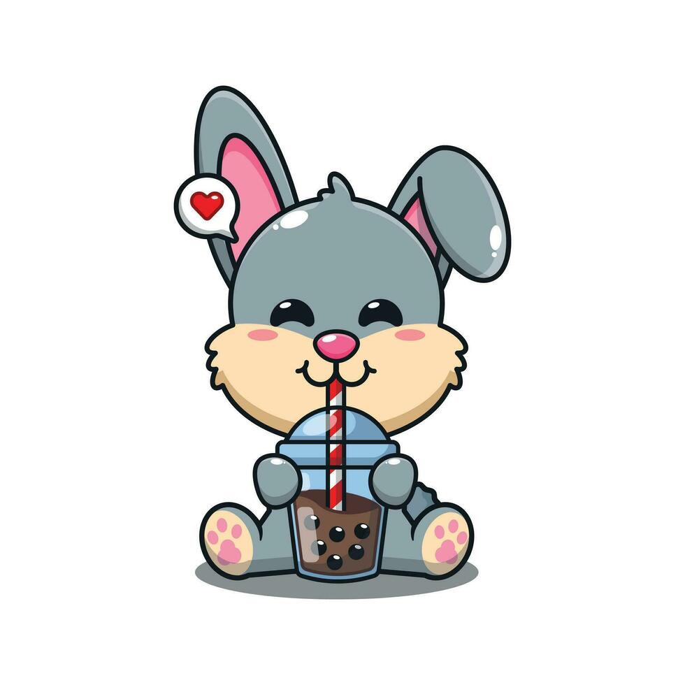 mignonne lapin boisson boba Lait thé dessin animé vecteur illustration.