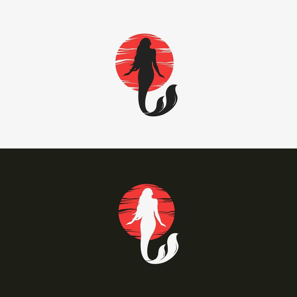 beauté Sirène logo Japonais conception vecteur illustration