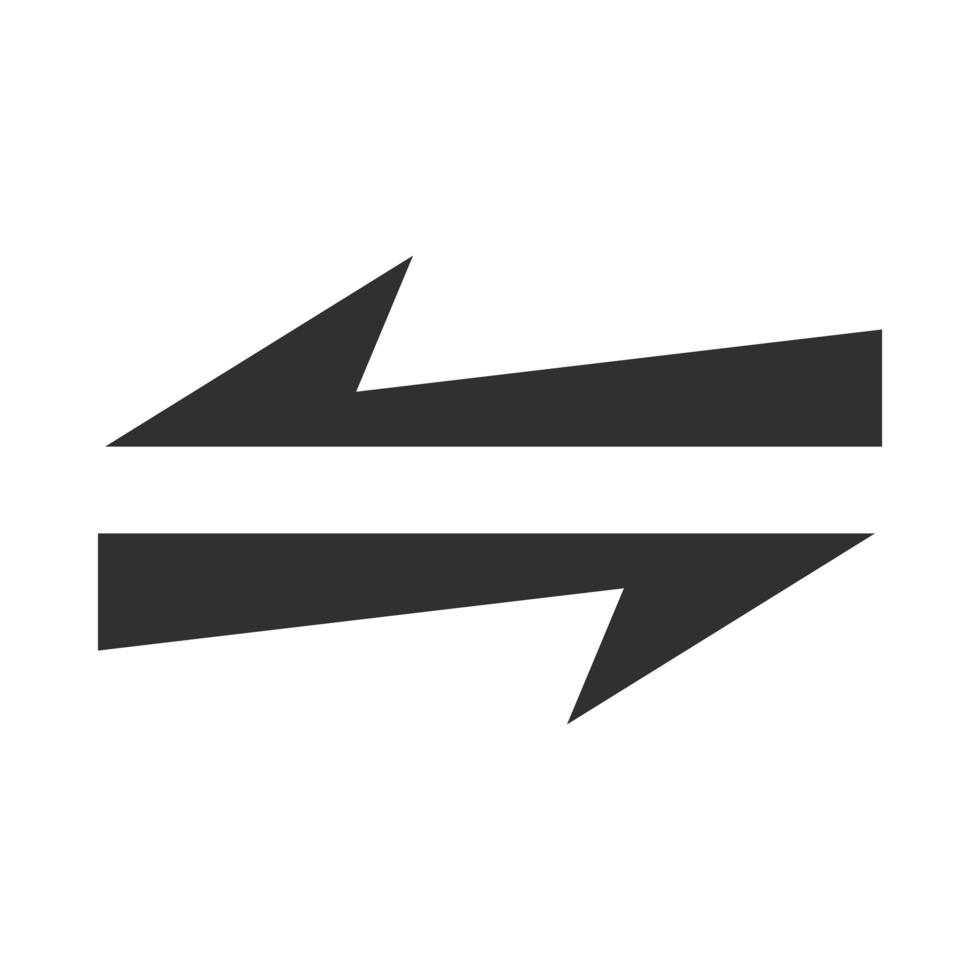 flèche direction connexe icône flèches pointer deux côtés silhouette style vecteur