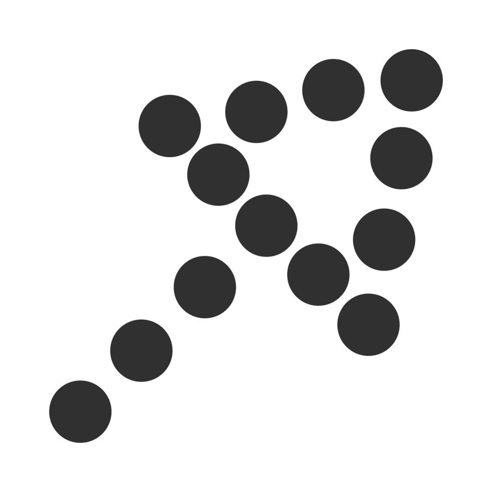 icône de style de silhouette de direction de croissance de téléchargement de flèche en pointillé vecteur