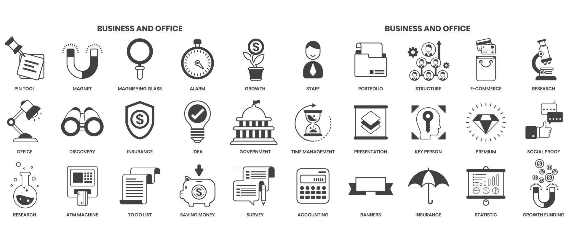 icônes d'affaires définies pour les entreprises vecteur