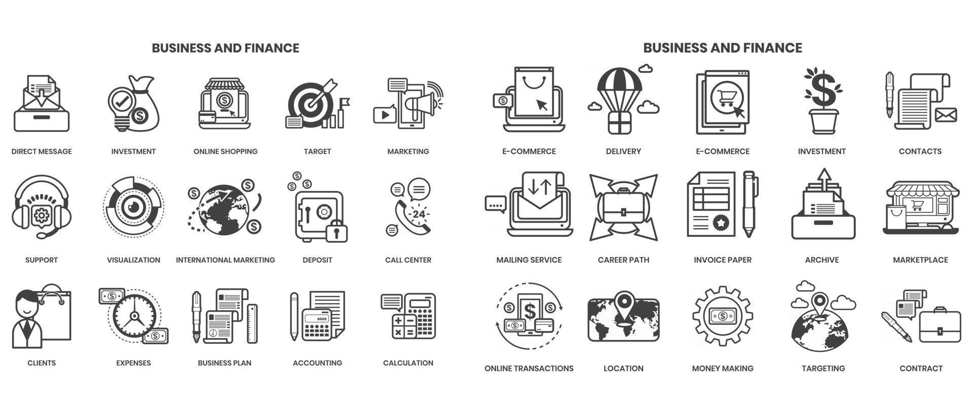 icônes d'affaires définies pour les entreprises vecteur