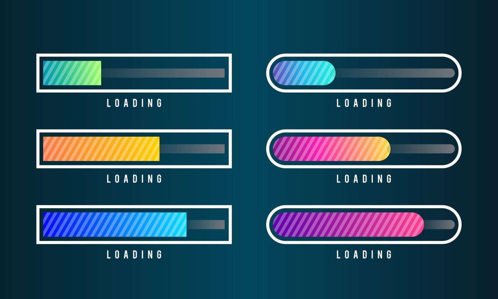 ensemble de barre de chargement illustration vectorielle visualisation de la progression statut de chargement collection éléments de conception web chargement infographie modèle vectoriel