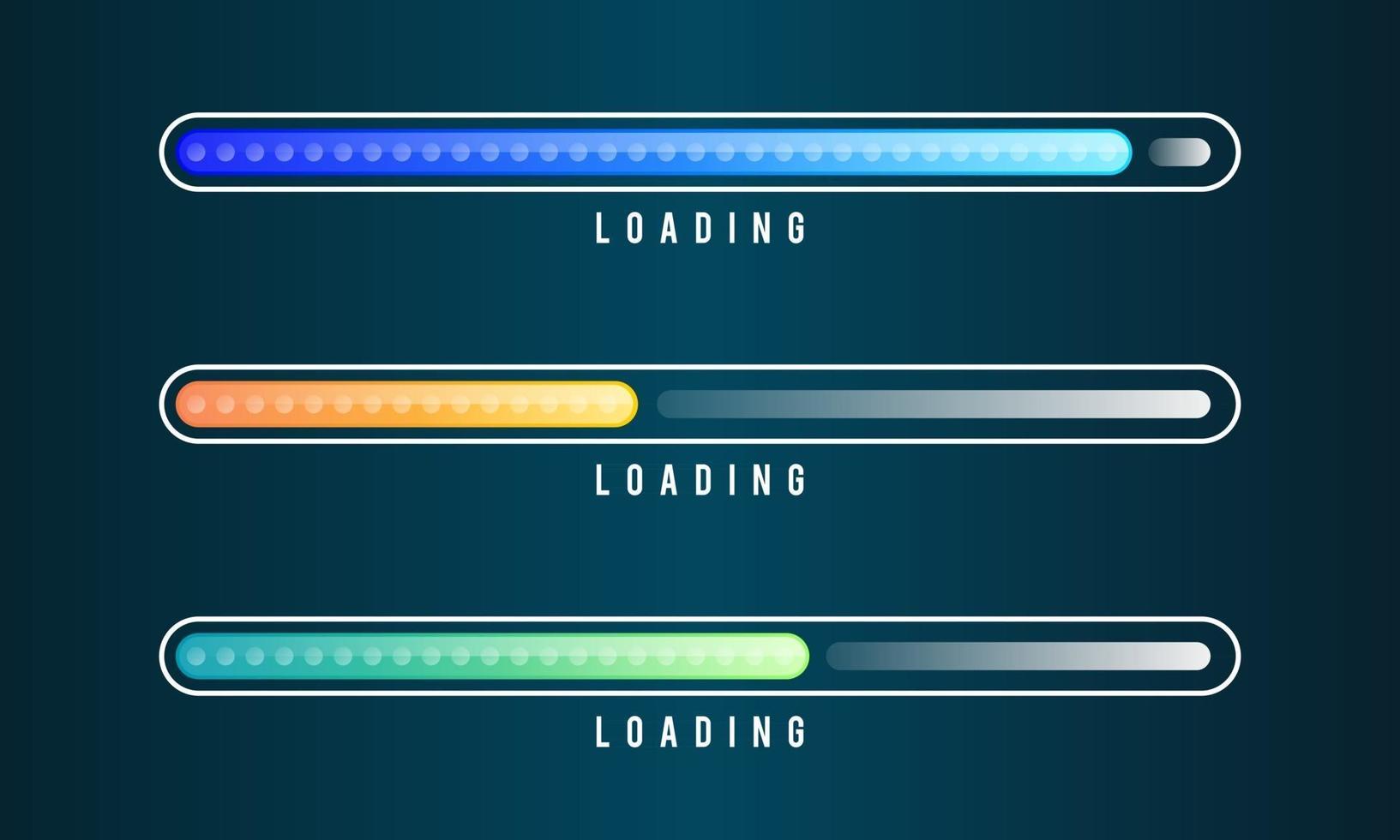 ensemble de barre de chargement illustration vectorielle visualisation de la progression statut de chargement collection éléments de conception web chargement infographie modèle vectoriel