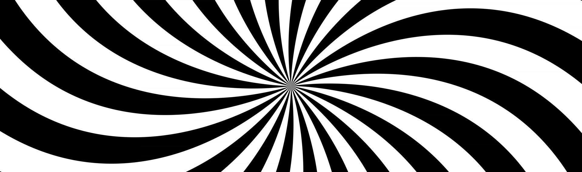 En-tête spirale noir et blanc tourbillonnant motif radial abstrait bannière d'illustration vectorielle vecteur