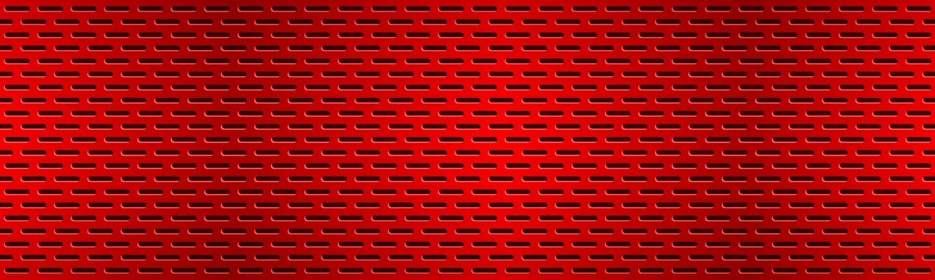 En-tête de texture en métal perforé rouge structuré bannière caillebotis en aluminium résumé fond métallique illustration vectorielle vecteur