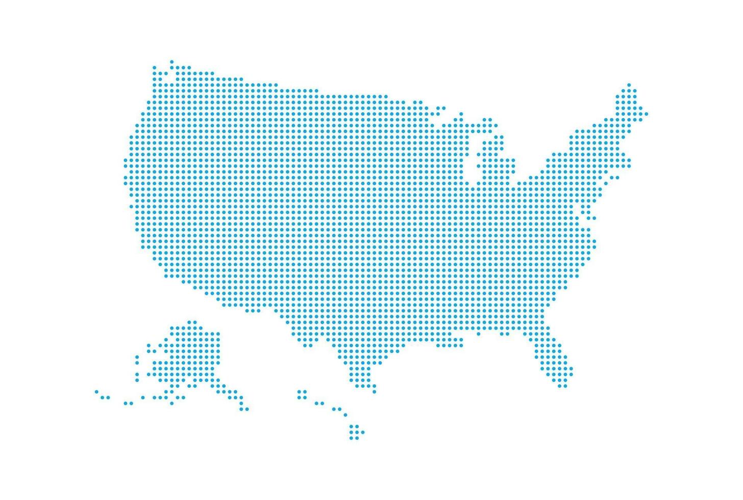 carte de style pointillé des états-unis et fond blanc vecteur