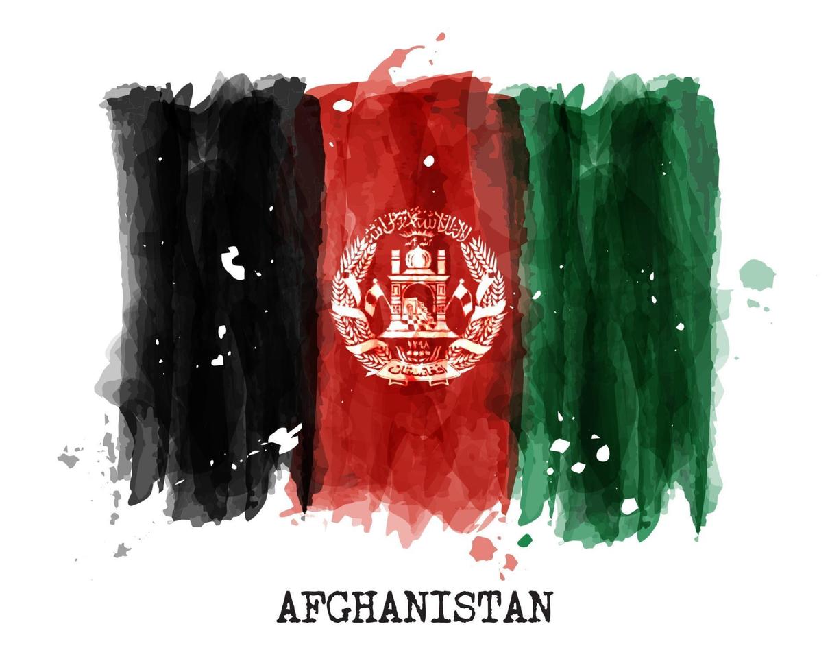 drapeau de la peinture à l'aquarelle du vecteur afghanistan