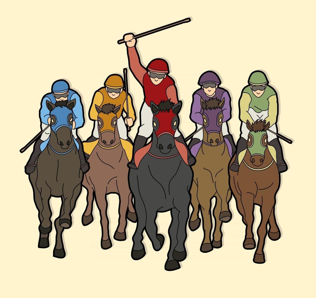 groupe de cheval jockey vecteur