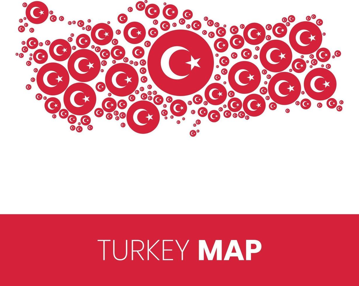 carte de la Turquie remplie de cercles en forme de drapeau vecteur