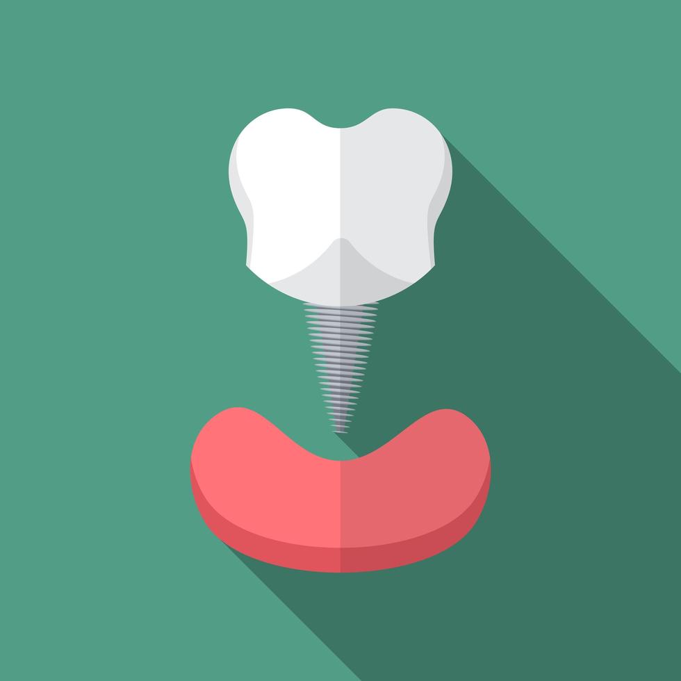 Illustration vectorielle moderne design plat de l'icône d'implant dentaire avec ombre portée vecteur