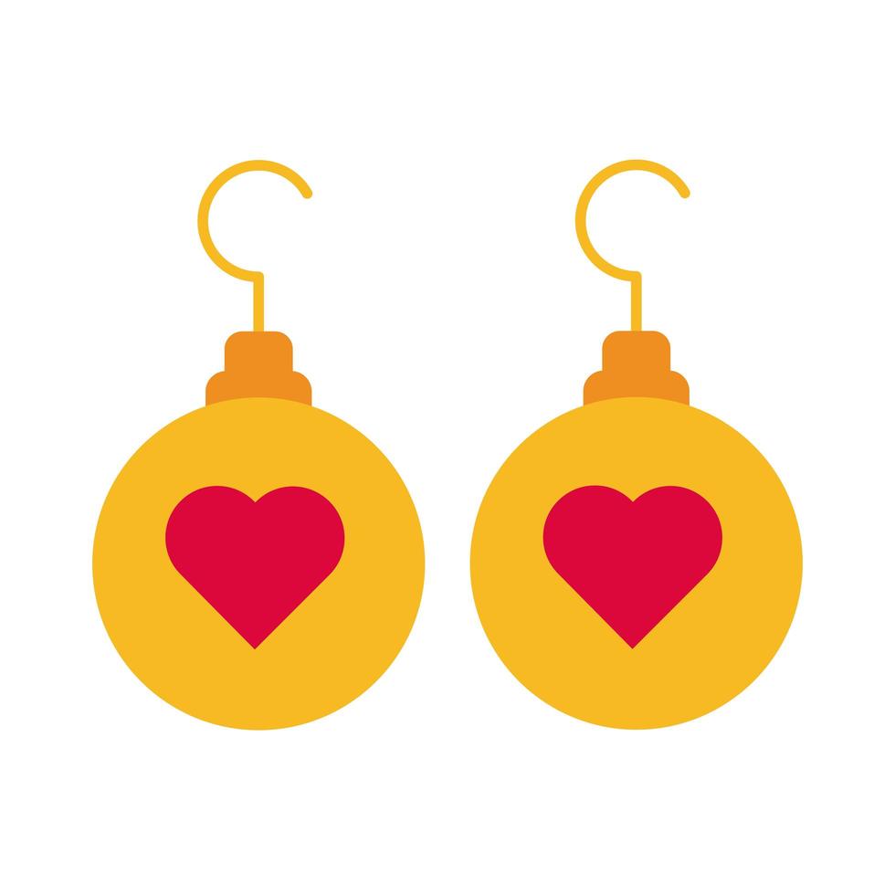 boucles d'oreilles coeurs joyeux saint valentin style plat vecteur