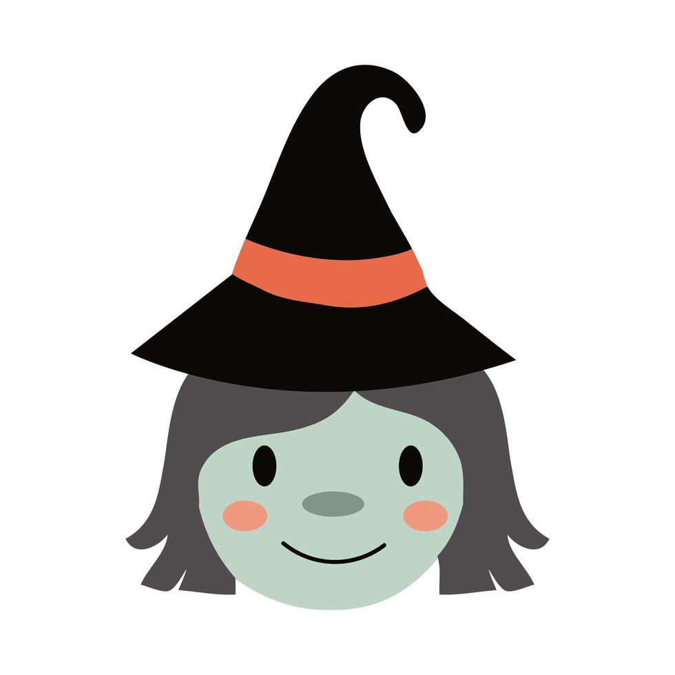 sorcière d'halloween avec chapeau style plat vecteur