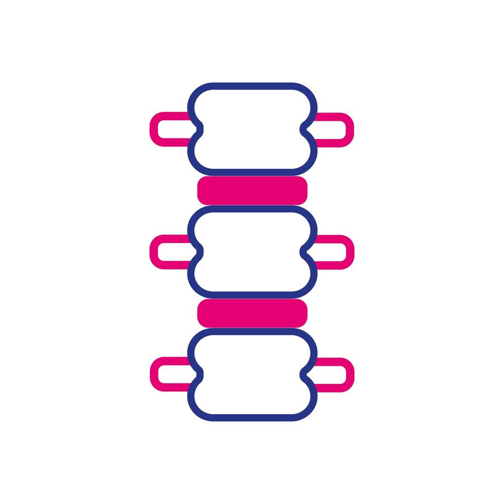 ligne de vertèbres vertébrales et icône de style de remplissage vecteur