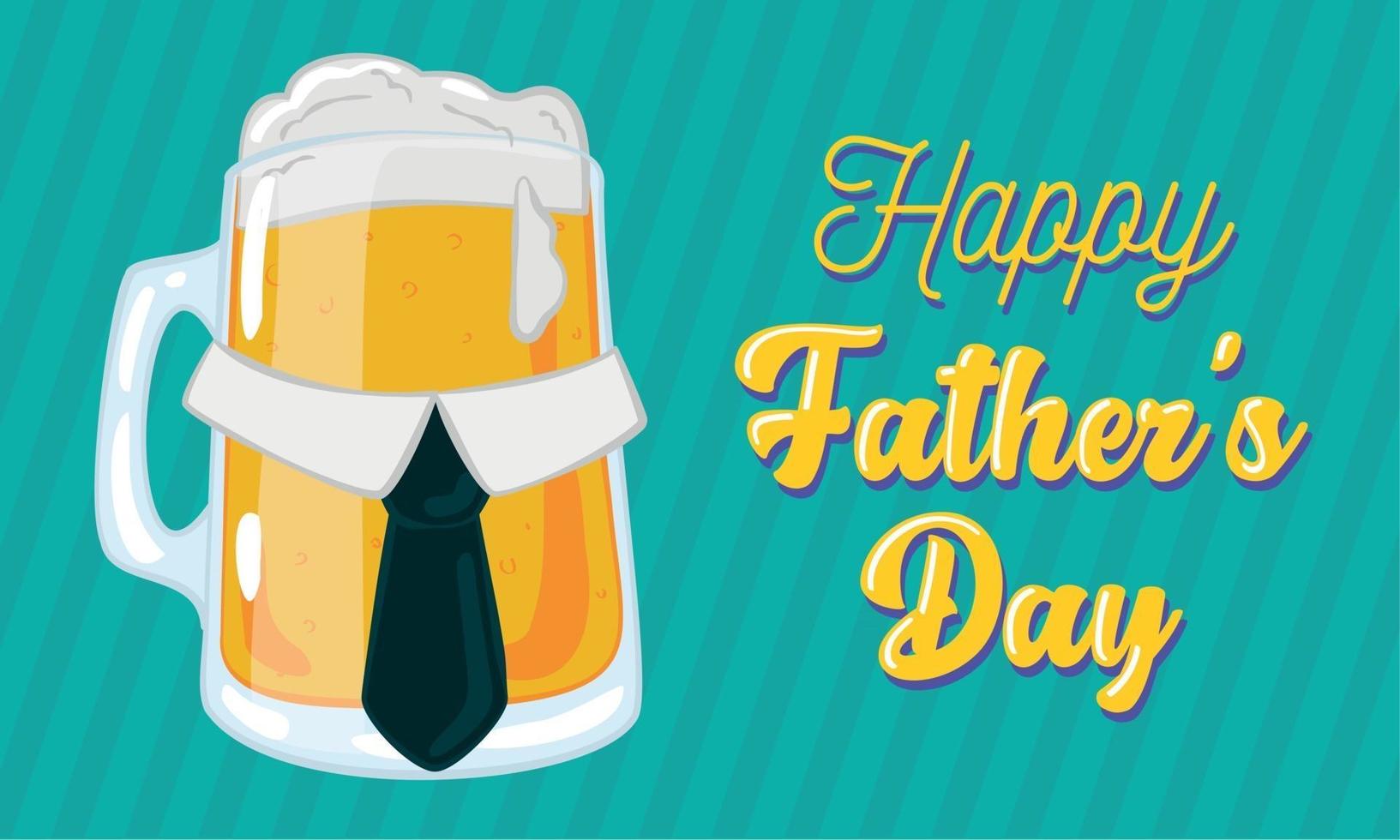 affiche de la fête des pères avec un verre à bière avec une cravate vecteur