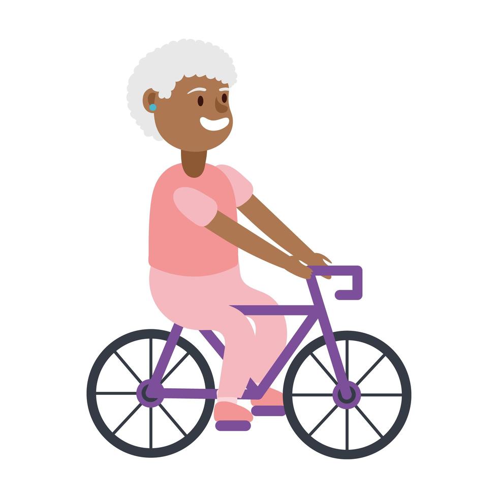 vieille femme afro équitation caractère avatar vélo vecteur