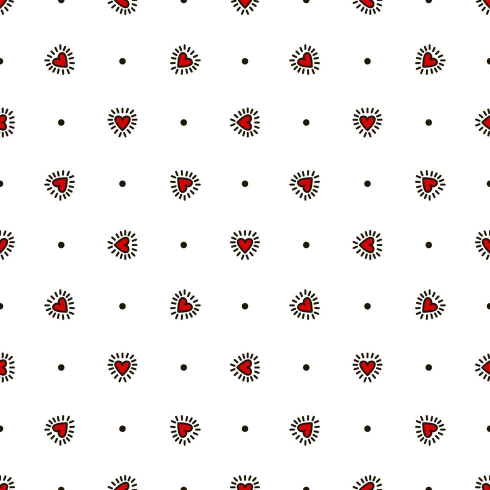 coeurs rouges dans le style d'un modèle sans couture de doodle. illustration vectorielle. conception pour la saint valentin, textiles, emballages, papier vecteur