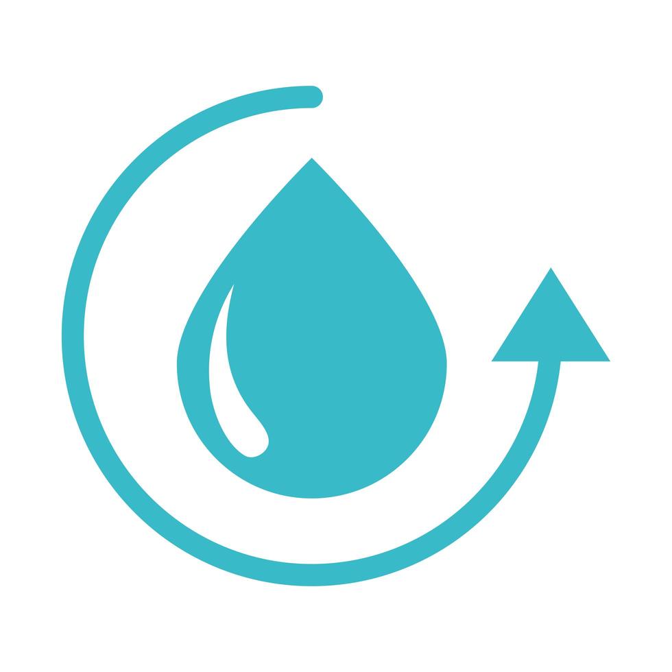 eau goutte cycle nature liquide bleu silhouette style icône vecteur