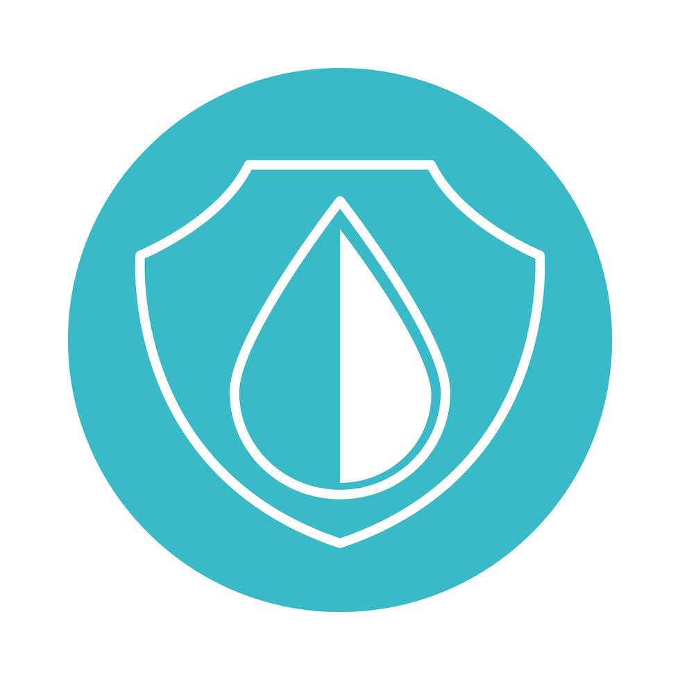 goutte d'eau bouclier protection nature liquide bleu bloc style icône vecteur