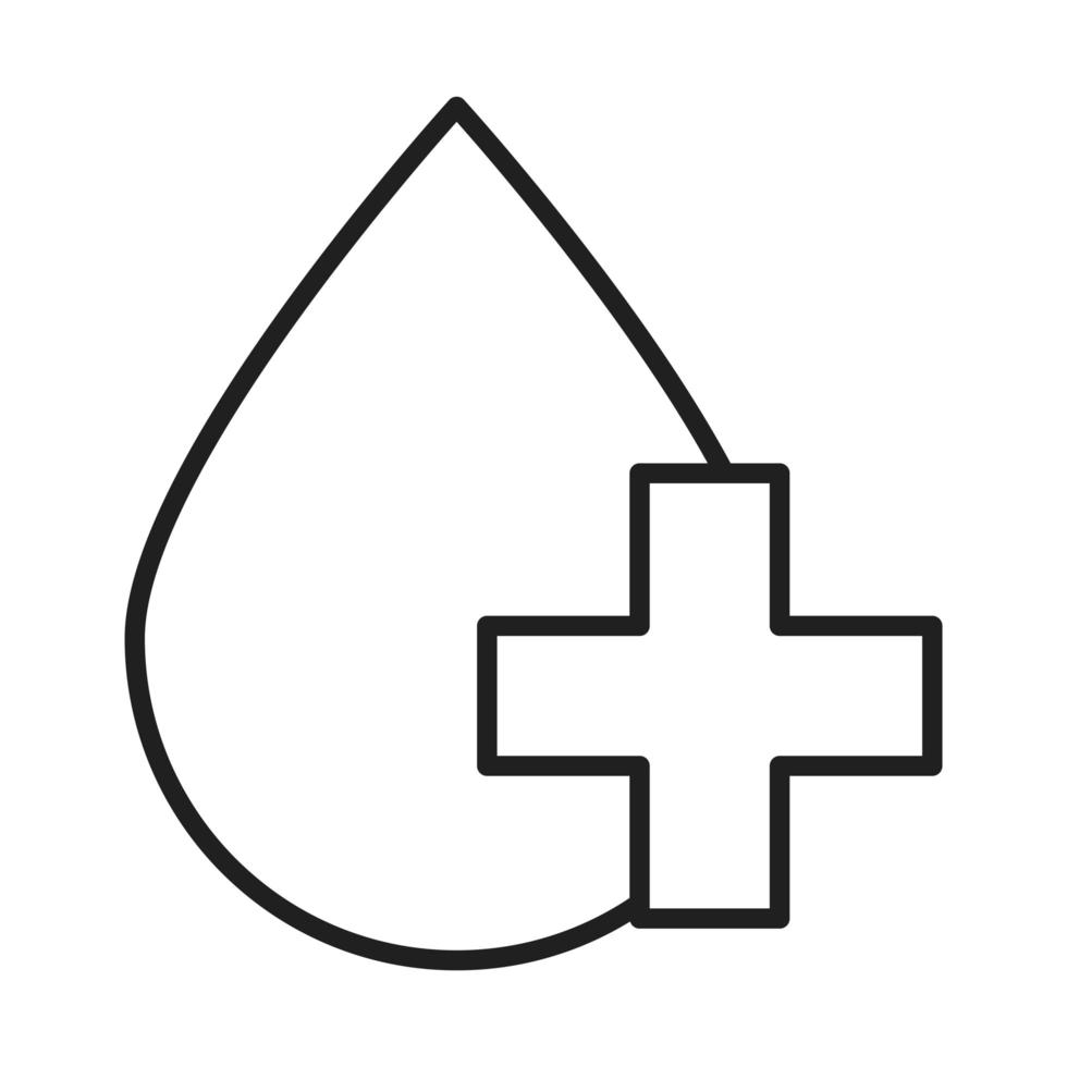 icône de style de ligne de pictogramme médical et hospitalier de soins de santé de charité de don de sang vecteur