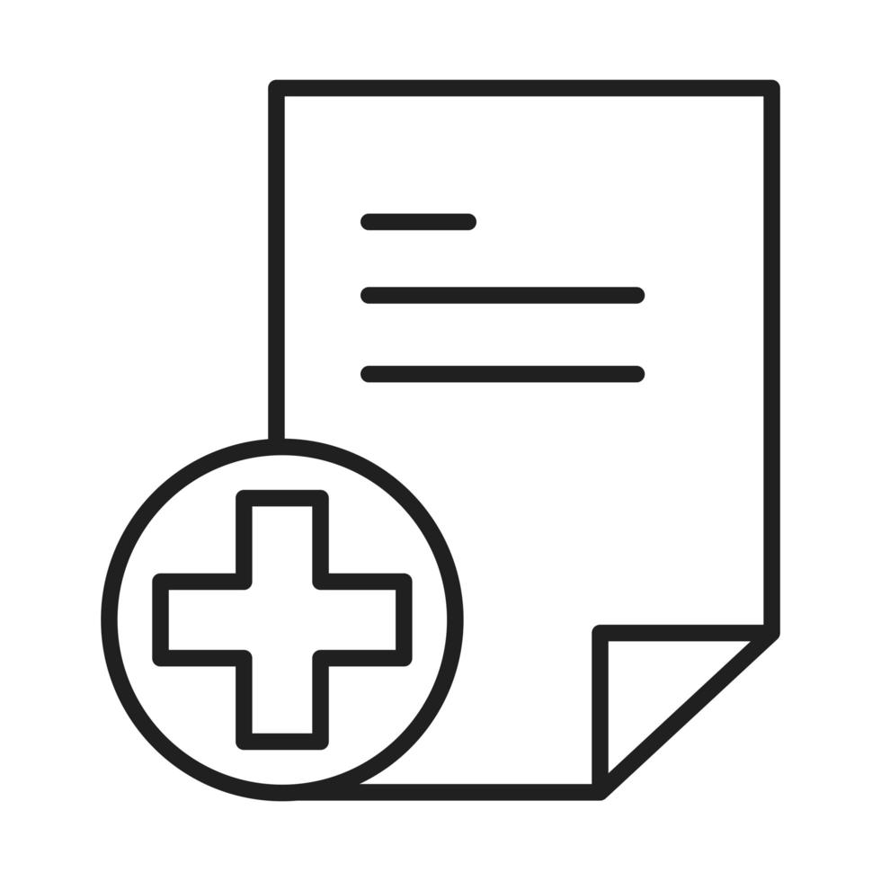 rapport document icône de style de ligne pictogramme médical et hospitalier de soins de santé vecteur