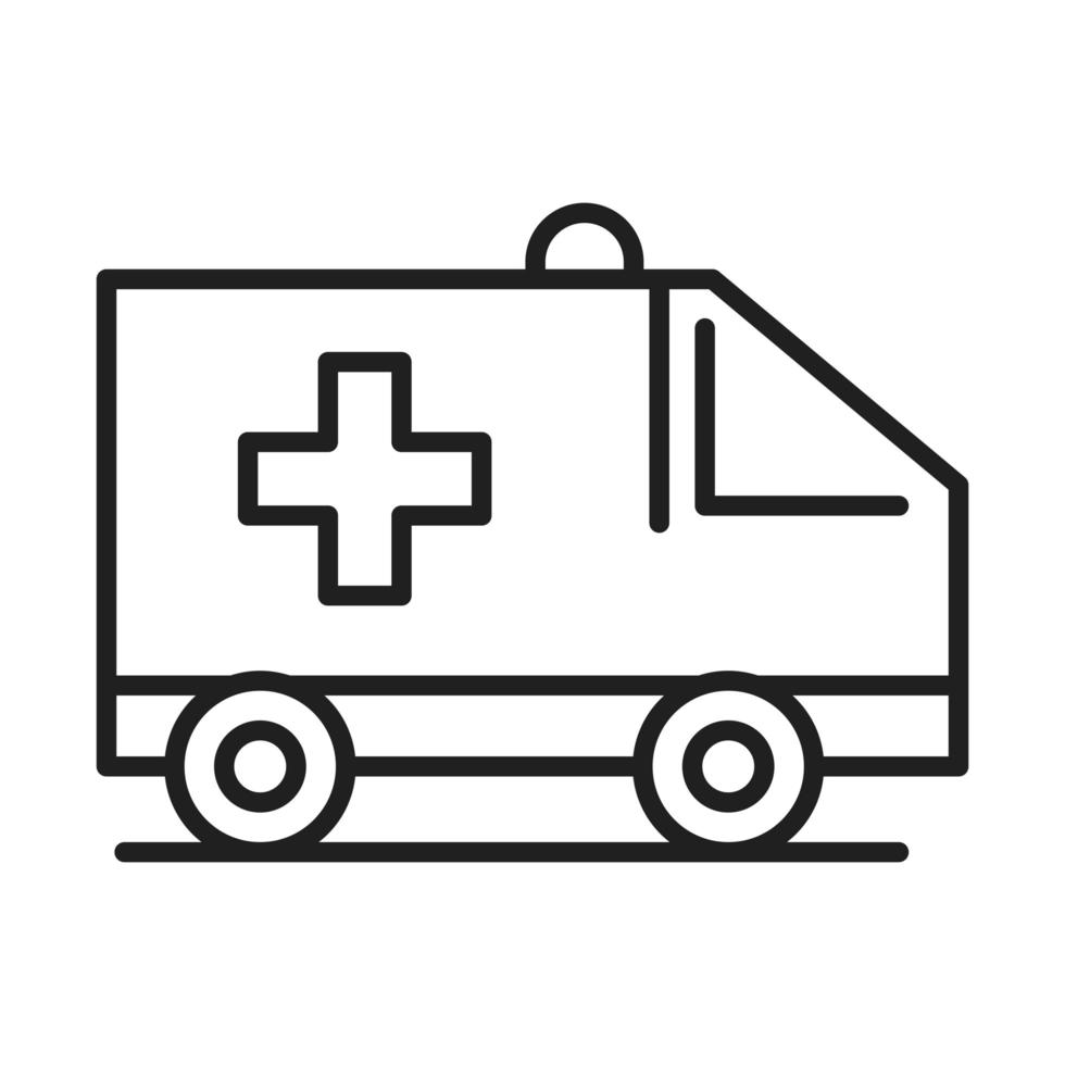 icône de style de ligne pictogramme médical et hospitalier de soins de santé de transport d'ambulance vecteur