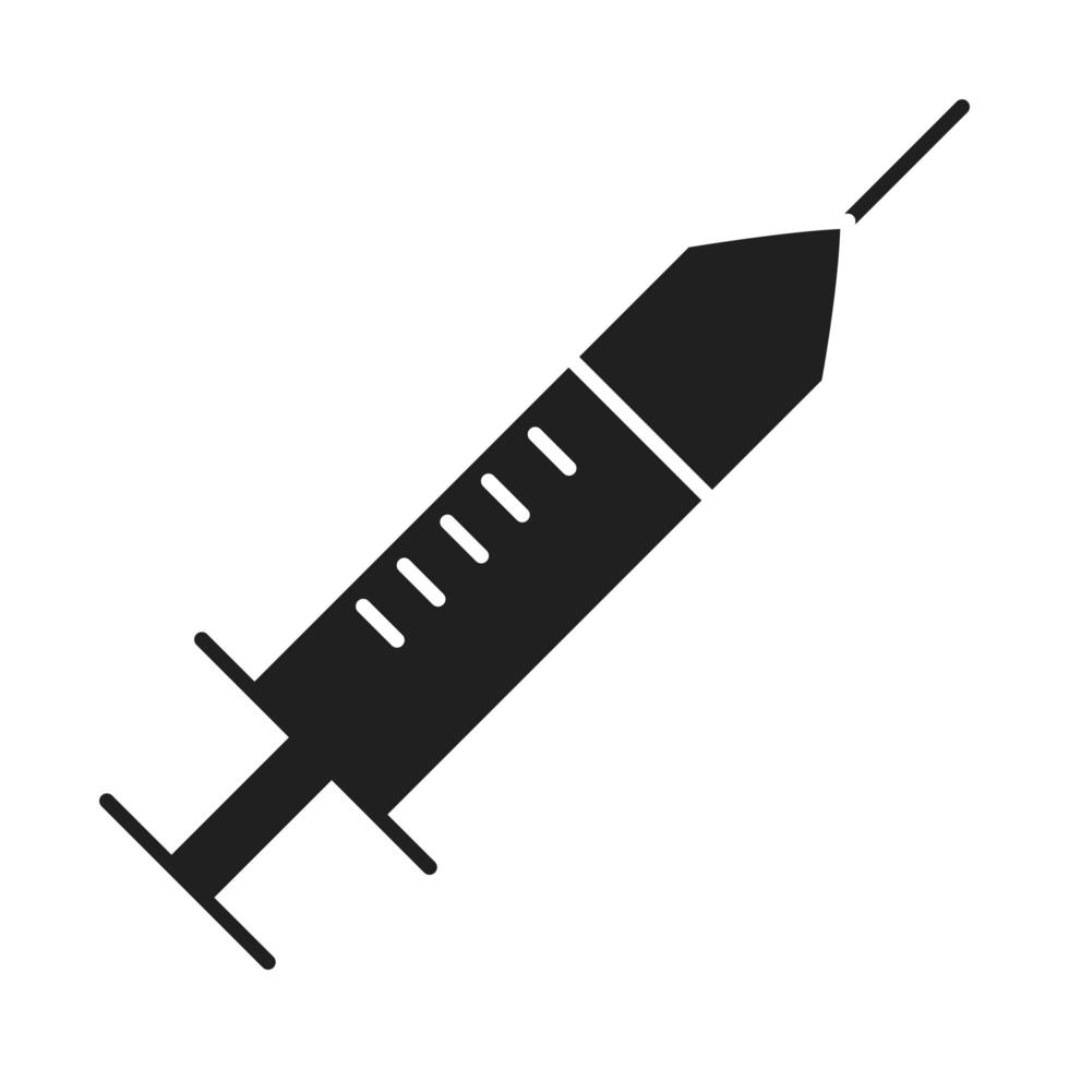 seringue de vaccination soins de santé médicaux et hospitaliers pictogramme icône de style silhouette vecteur