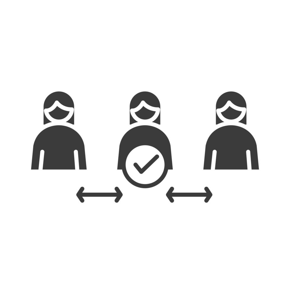 covid 19 coronavirus prévention de la distanciation sociale les gens gardent une distance autour de la propagation de l'épidémie icône de style silhouette vecteur