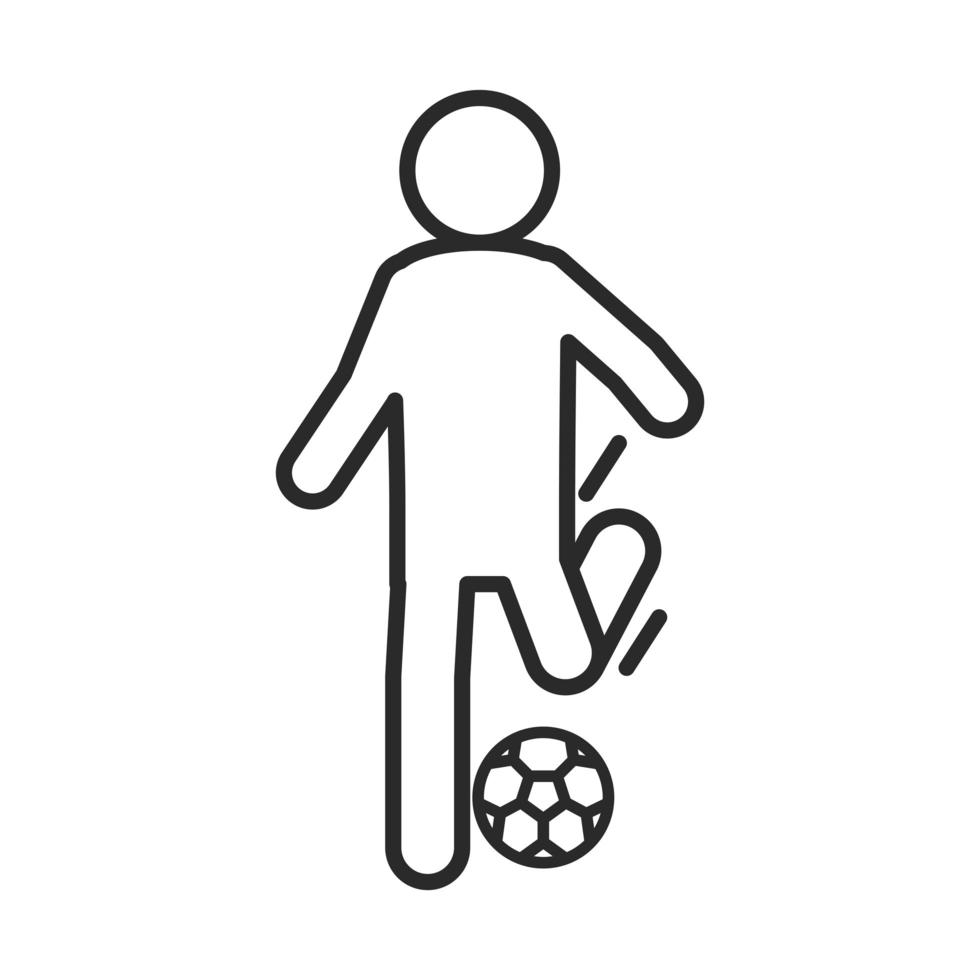 joueur de football donne un coup de pied à l'icône de style de ligne de tournoi de sports récréatifs de la ligue de balle vecteur