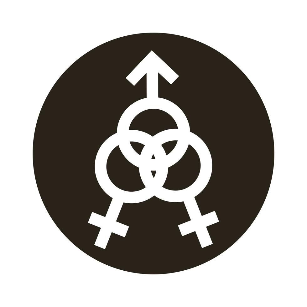 femme bisexuelle symbole de genre de l'icône de style de bloc d'orientation sexuelle vecteur