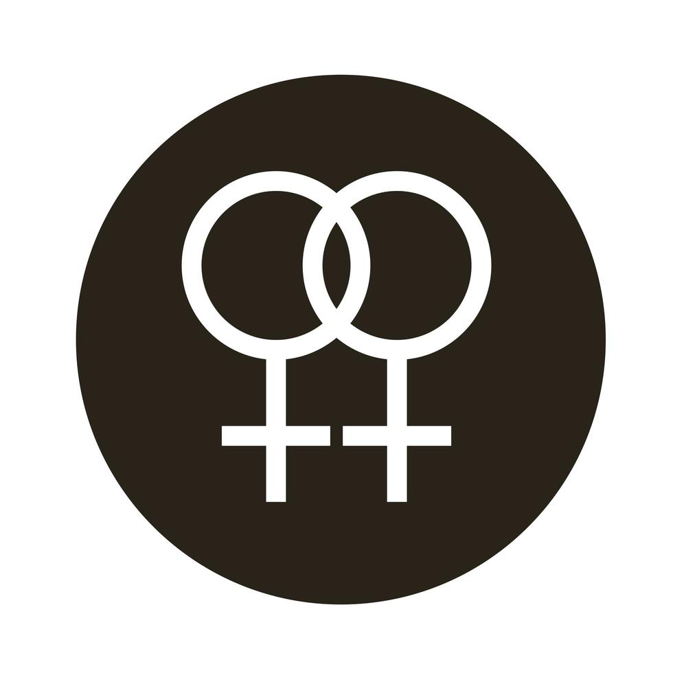 symbole de genre lesbien de l'icône de style de bloc d'orientation sexuelle vecteur