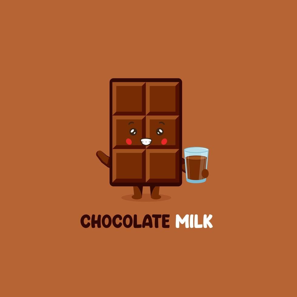 mignon personnage souriant au lait au chocolat vecteur