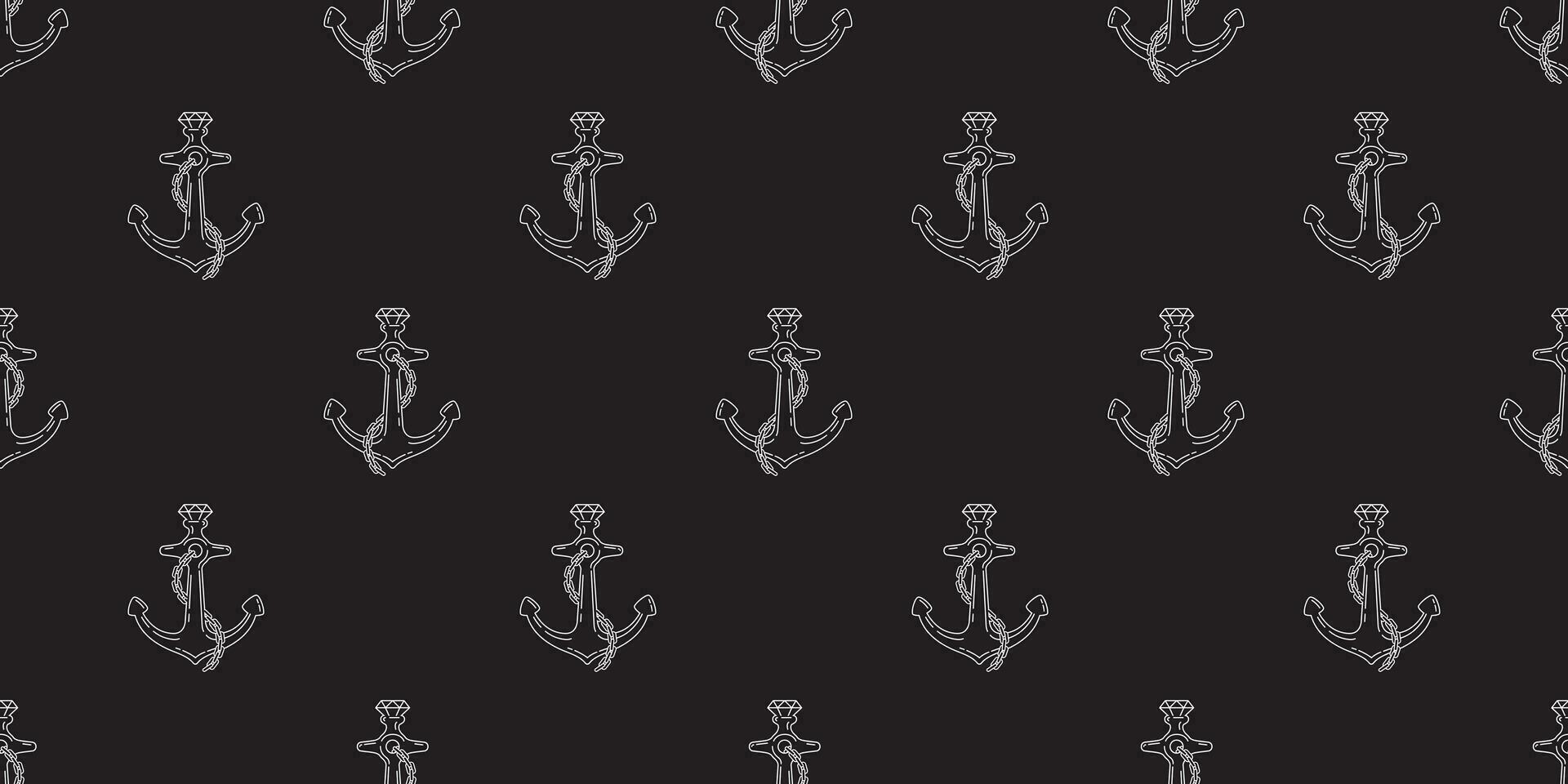 ancre sans couture modèle vecteur bateau écharpe isolé barre diamant gemme nautique maritime tropical tuile Contexte répéter fond d'écran noir