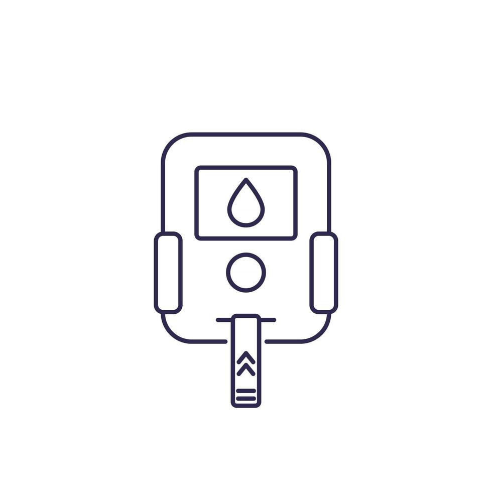 conception de ligne d'icône de glucomètre vecteur