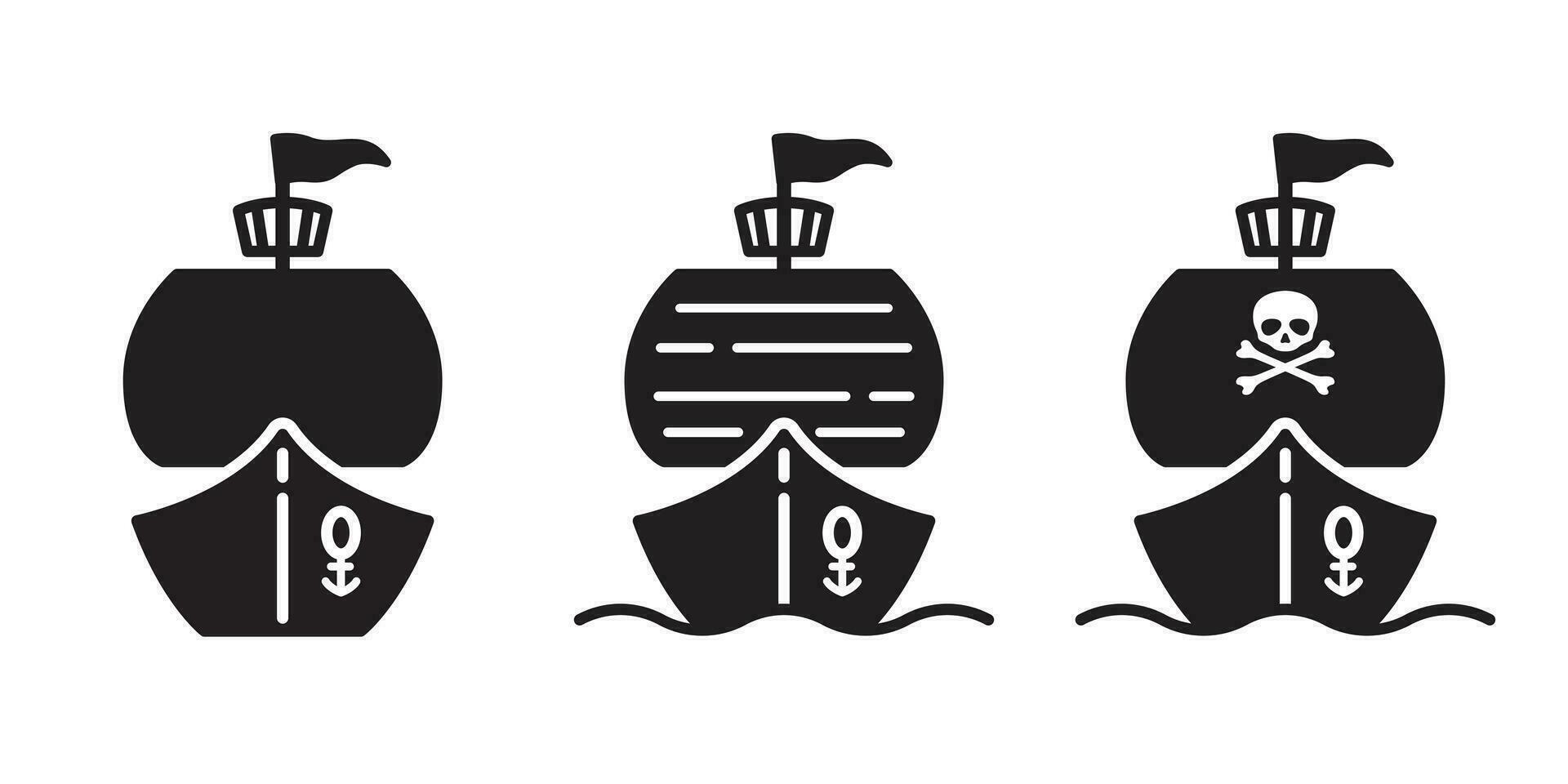 bateau vecteur pirate navire icône logo crâne os croisés yacht voilier dessin animé ancre barre symbole nautique maritime fond d'écran illustration