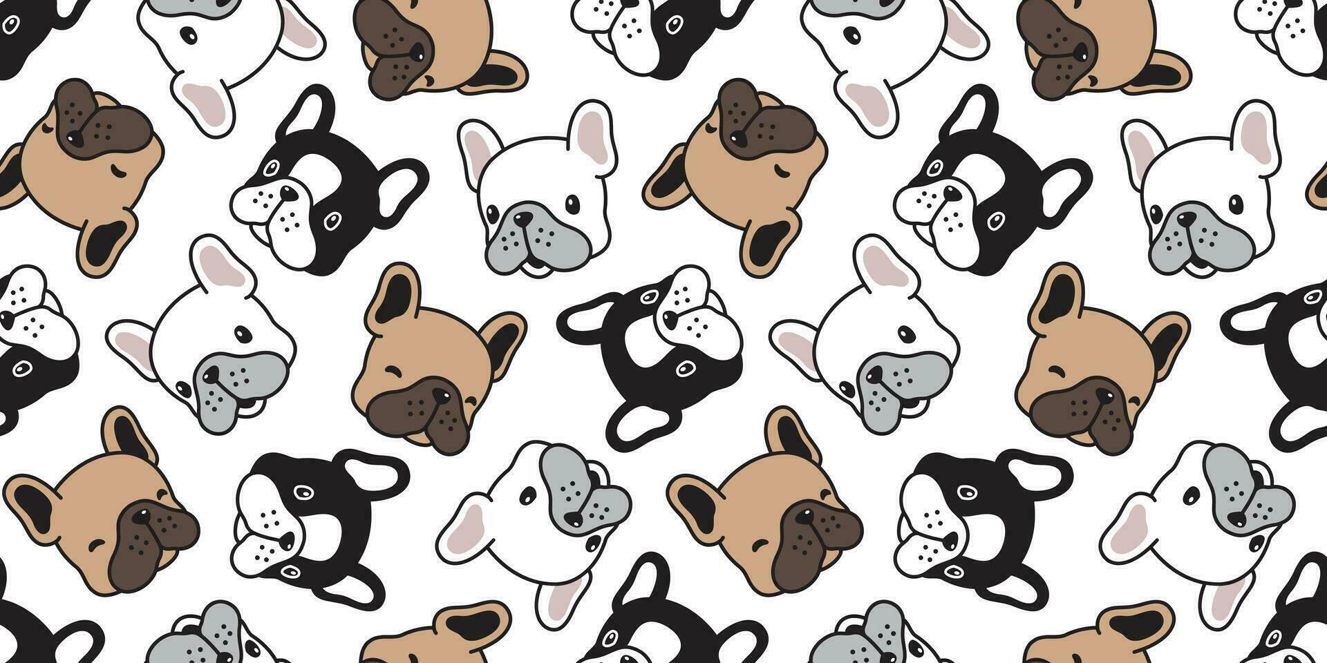 chien sans couture modèle français bouledogue vecteur écharpe isolé tête chiot dessin animé tuile Contexte répéter fond d'écran illustration