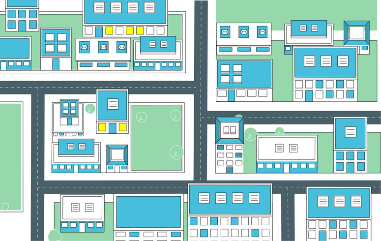 Illustration de la ville vue de dessus de vecteur