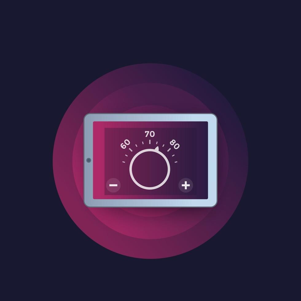 application de thermostat sur l'icône de vecteur d'écran de tablette