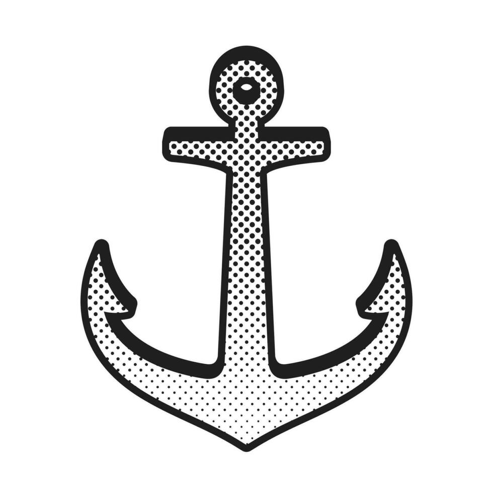 ancre vecteur icône logo bateau pirate barre nautique maritime polka point bande dessinée screentone illustration symbole Facile graphique