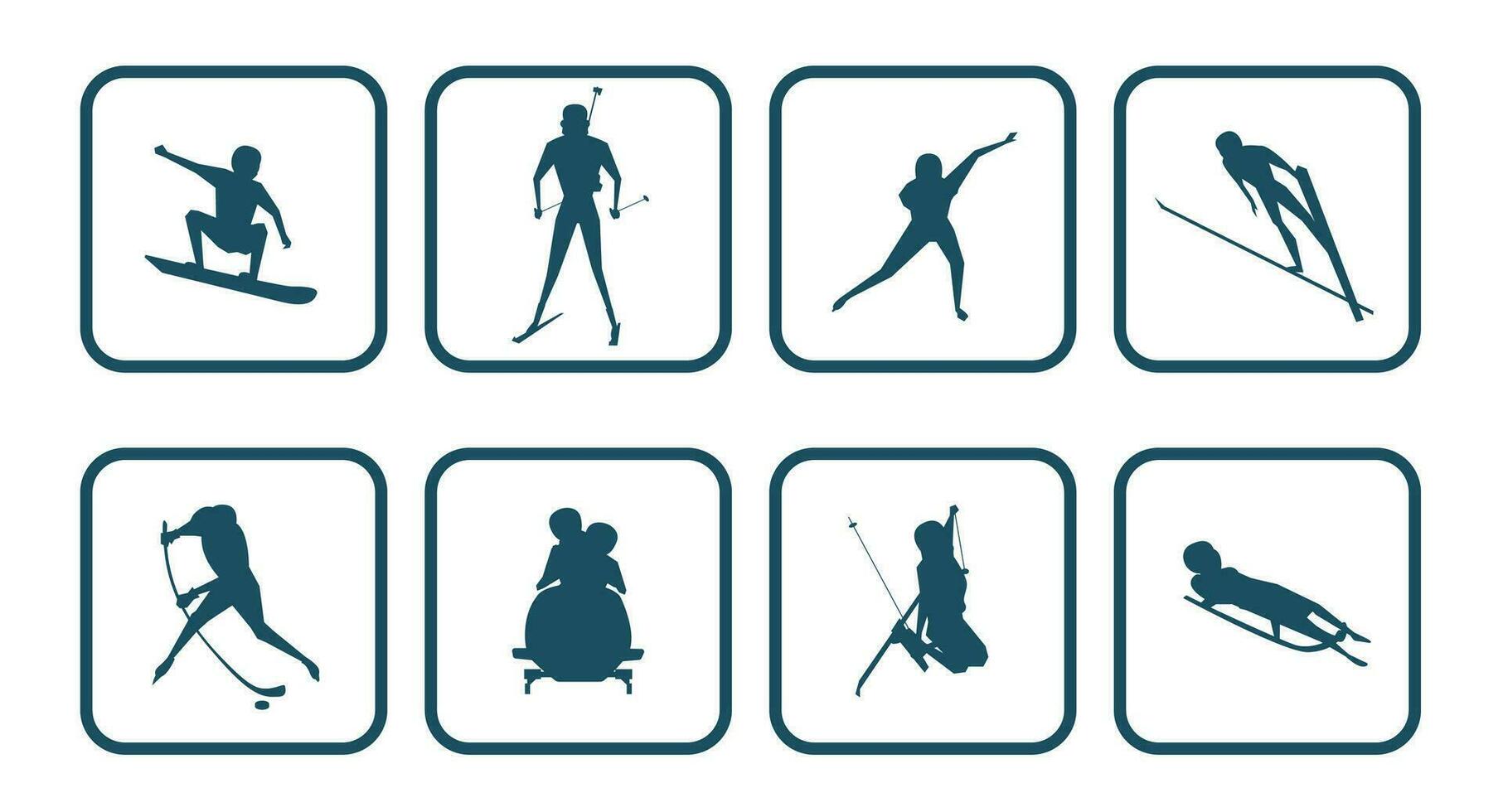 sport, plat, hiver, arrondi carré icône vecteur