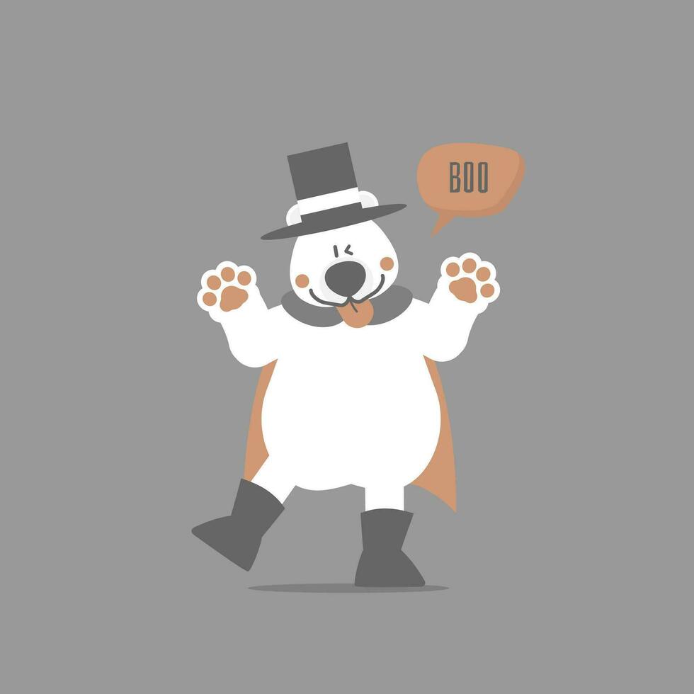 content Halloween vacances Festival avec polaire ours et huer texte, plat vecteur illustration dessin animé personnage conception