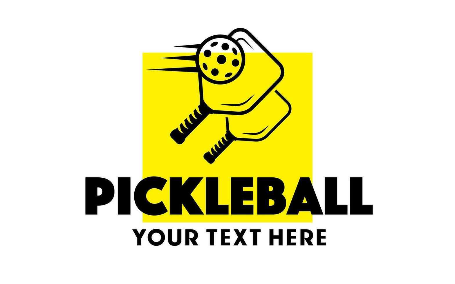 pickleball logo vecteur noir Couleur sur Jaune carré