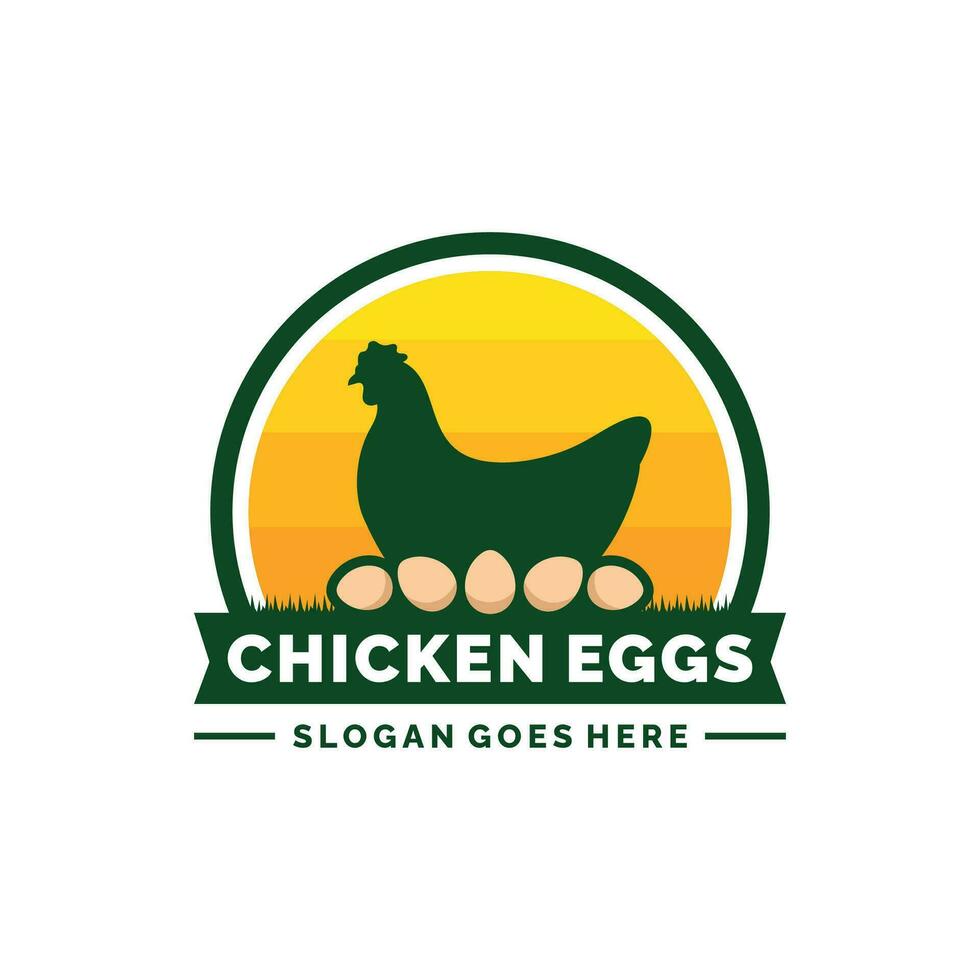 poulet des œufs ferme logo conception vecteur