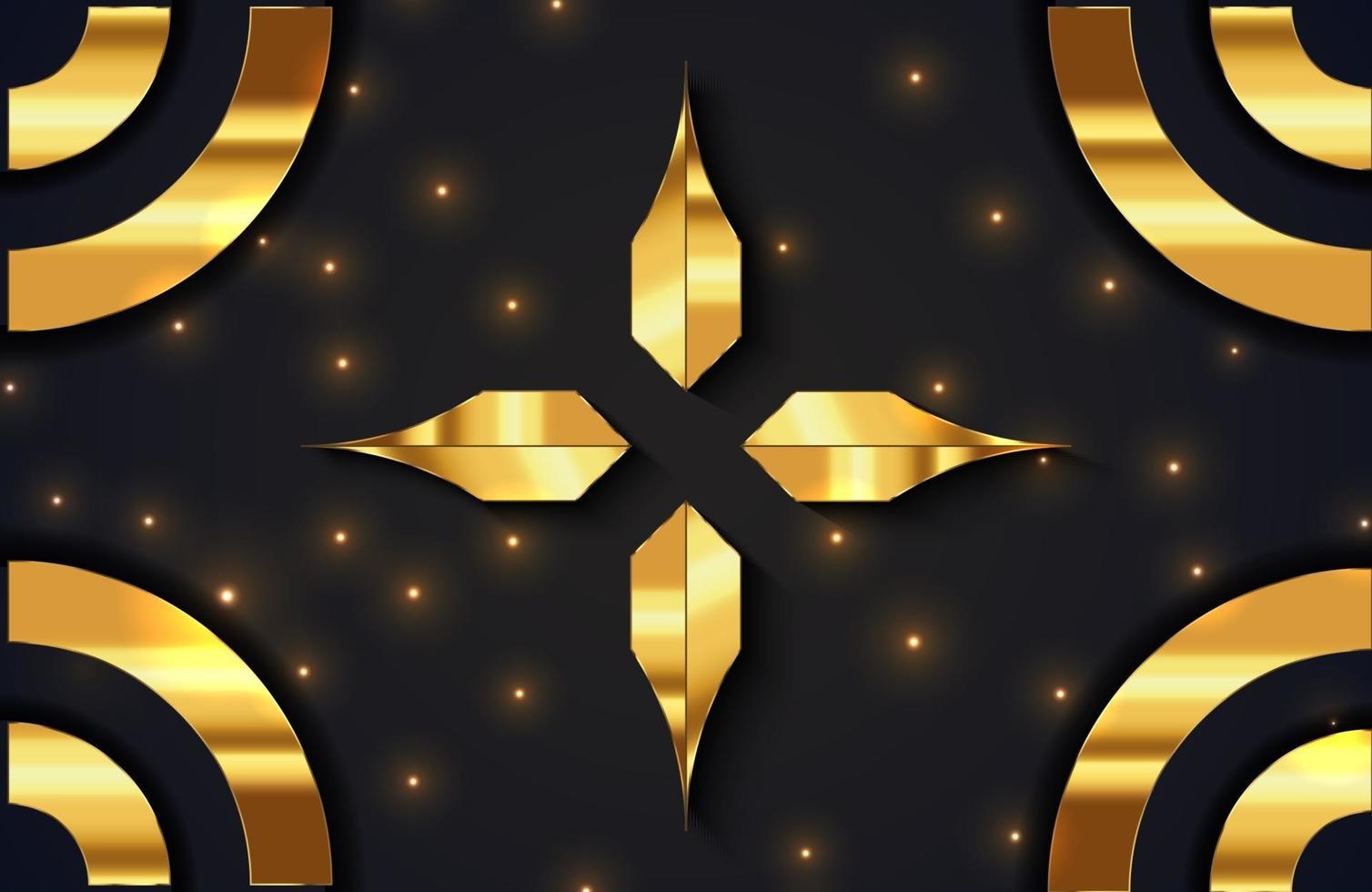 fond de luxe abstrait avec forme de cercle d'or et particules de paillettes dorées vecteur