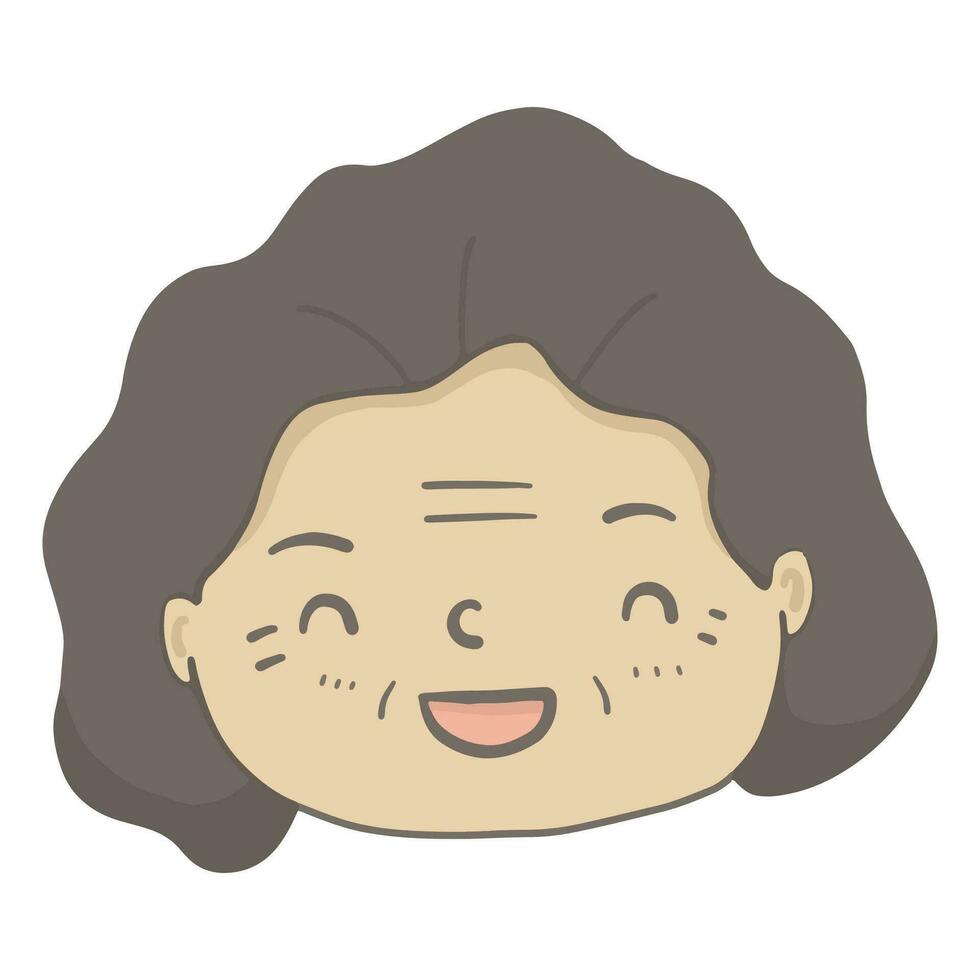 mignonne grand-mère, grand-mère sourire visage dessin animé - vecteur illustration