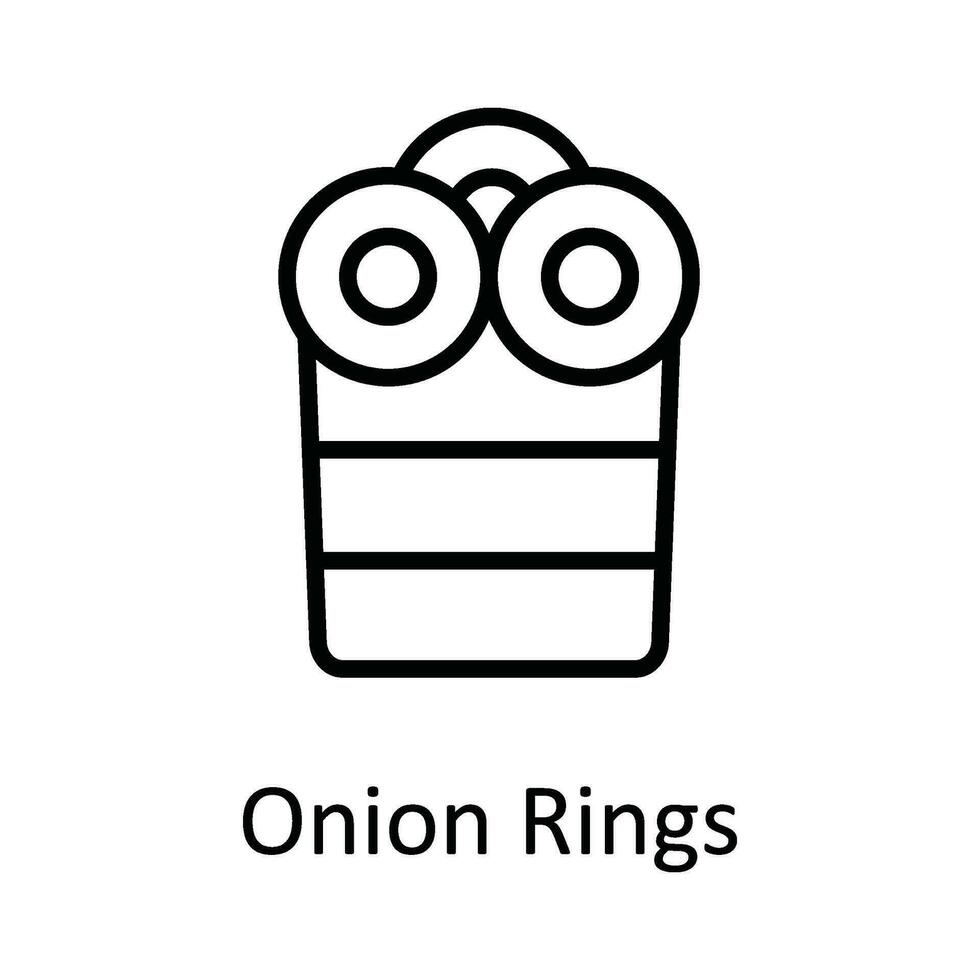 oignon anneaux vecteur contour icône conception illustration. nourriture et les boissons symbole sur blanc Contexte eps dix fichier
