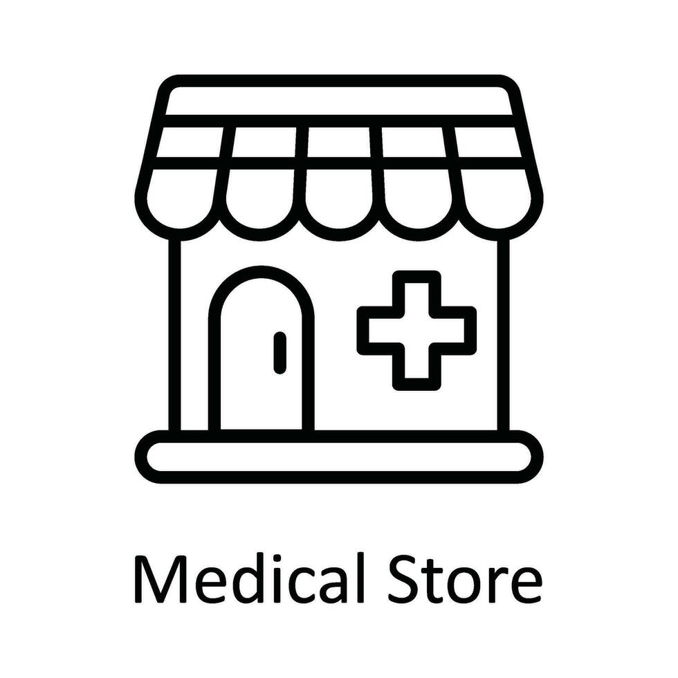 médical boutique vecteur contour icône conception illustration. médical et santé symbole sur blanc Contexte eps dix fichier