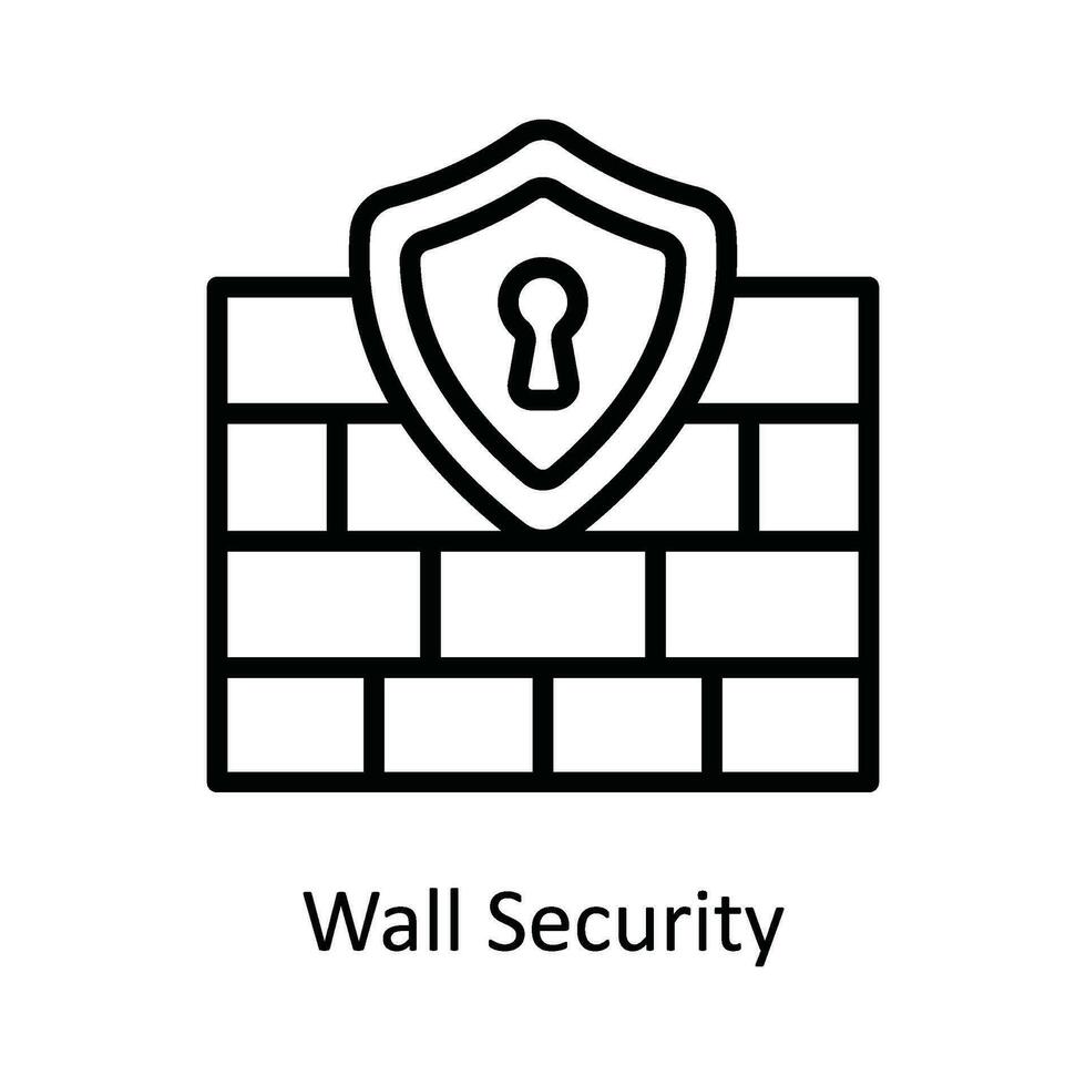 mur Sécurité vecteur contour icône conception illustration. cyber Sécurité symbole sur blanc Contexte eps dix fichier